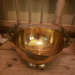 Large Brass Deer Bowl
