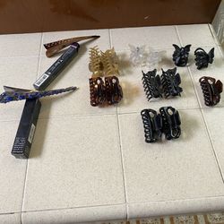 Plast Hair Clips $1 Each Set- 2 Jeweled Hair Clips $3 Each