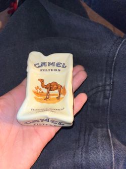 Vintage Wrinkled Camel Filters Pack Ceramic Ashtray