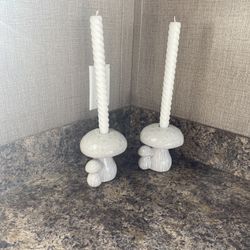 Ceramic Mushroom Candle Holders (Set of 2)
