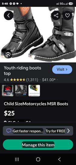 Size 3 MSR kids boots for riding