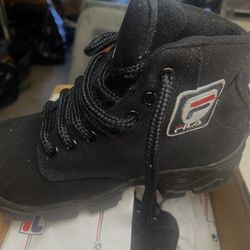 NEW 1998 VINTAGE FILA Tarp Black/Black Hi-Top Canvas Casual Sneakers Shoes Men's