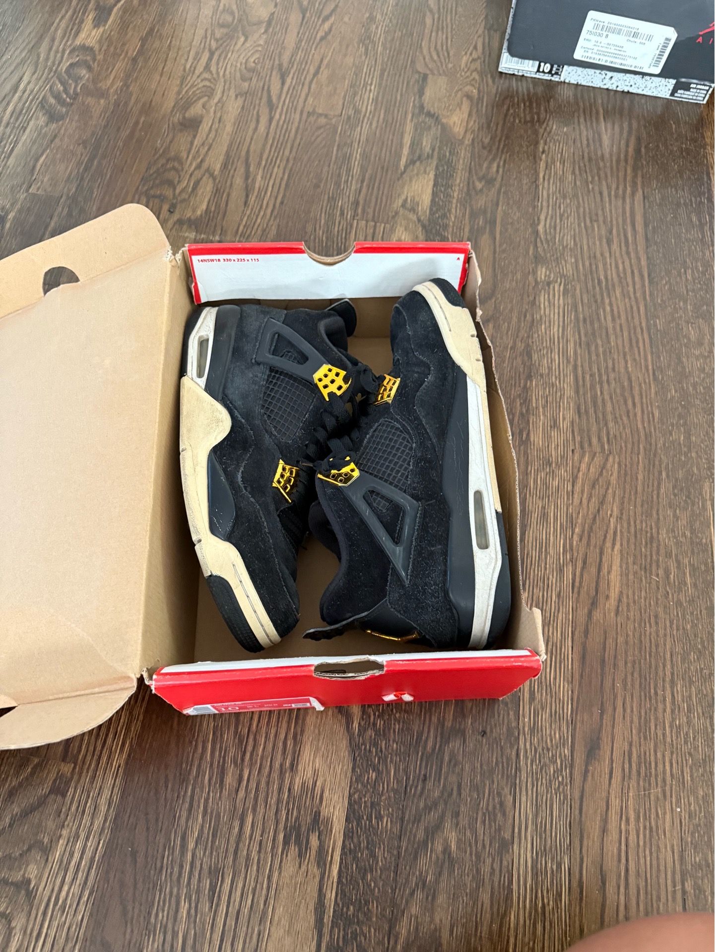 Nike Air Jordan 4 Retro Royalty Mens Size 9.5 Black Metallic Gold 308497 032