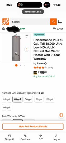 Water Heater rheem 40 gallon