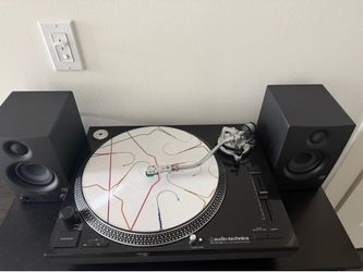 Audio-Technica AT-LP120-USB direct-drive turntable with PreSonus Eris powered speakers