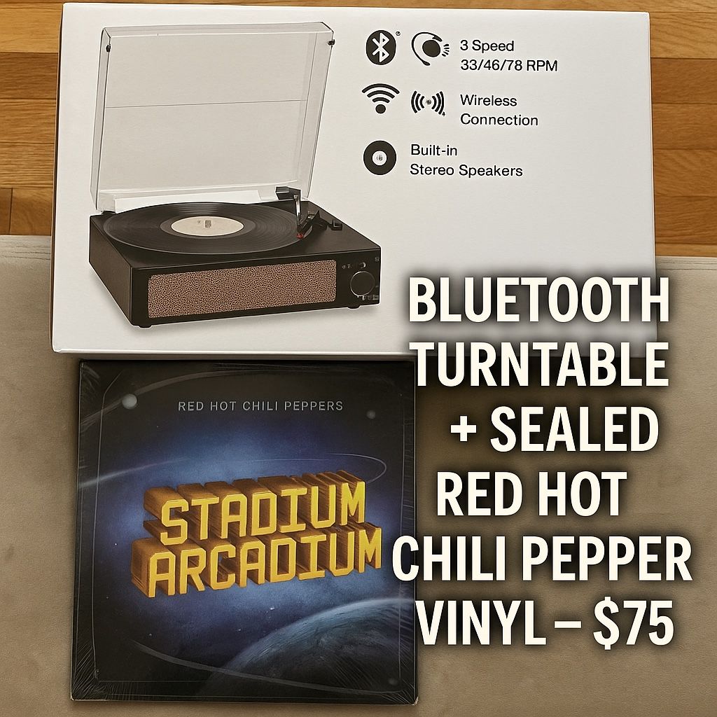 Turntable + Red Hot Chili Peppers Stadium Arcadium Vinyl (Sealed)