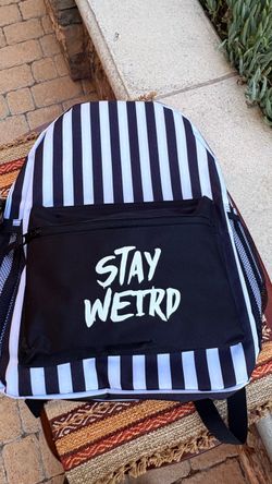 “Stay Weird” Black & White Large Backpack