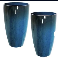 Goldshire 2 Packs 21 inch Tall Planter, Indoor Outdoor Round Planter for Porch, Large Plant Pot with Drainage Hole for Home Garden Front Door, Modern 