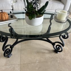 Matching Wrought Iron & Glass Furniture Set + Large Mirror (4-Piece Bundle)