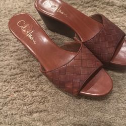 Cole Haan  leather woven wedges