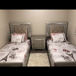 2 Twins Bed And Night Stand