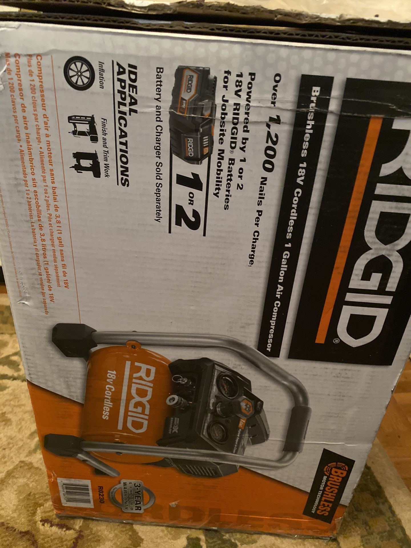 ridgid 1 gal 18v battery powered air compressor