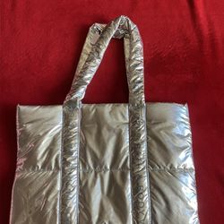 BATH And BODY WORKS SILVER METALLIC TOTE BAG ‼️ Price Is FIRM ‼️