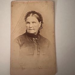 Antique CDV Elderly Victorian Woman Collectible Cabinet Card Mourning Eerie Eyes