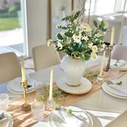 Modern Marble Dining Table + 6 Chairs (Gold Accents) – excellent condition