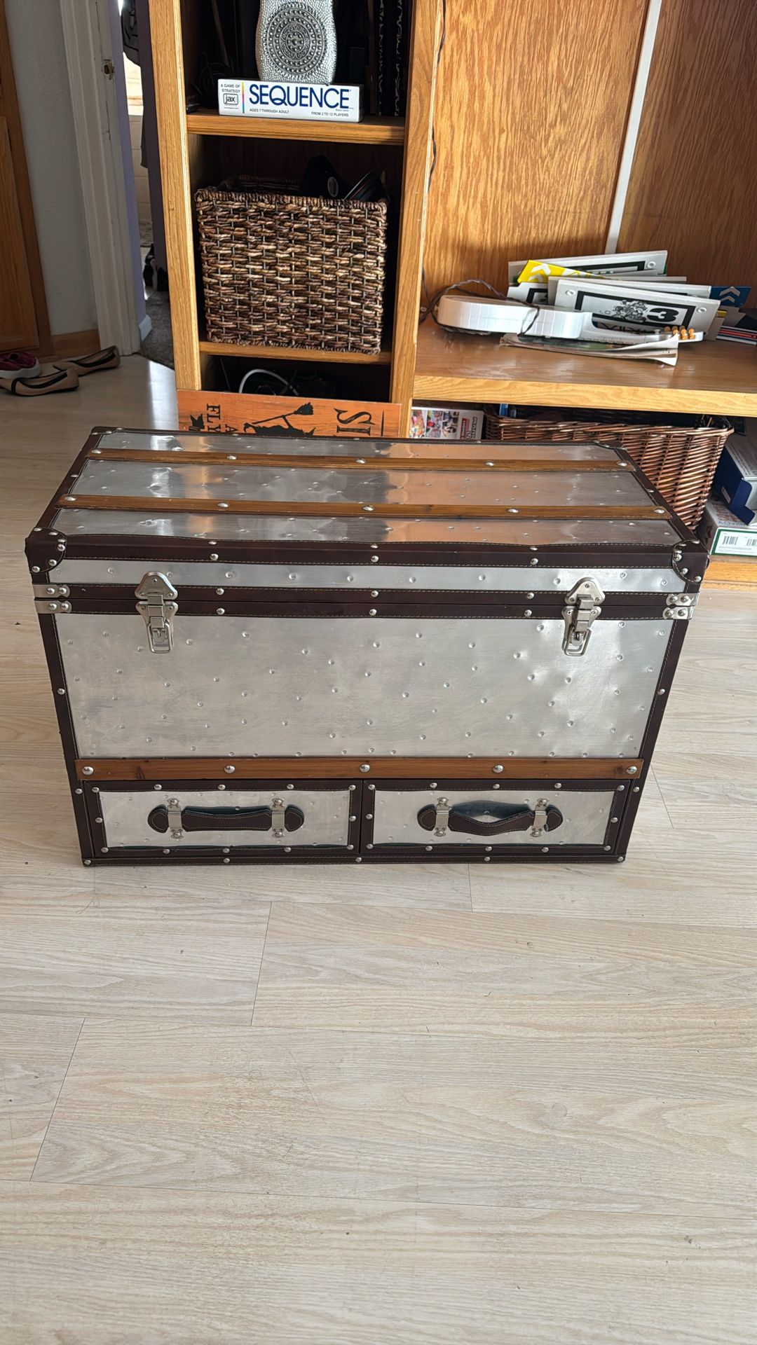 World Market- Leather, Wood & Metal Industrial Storage Trunk