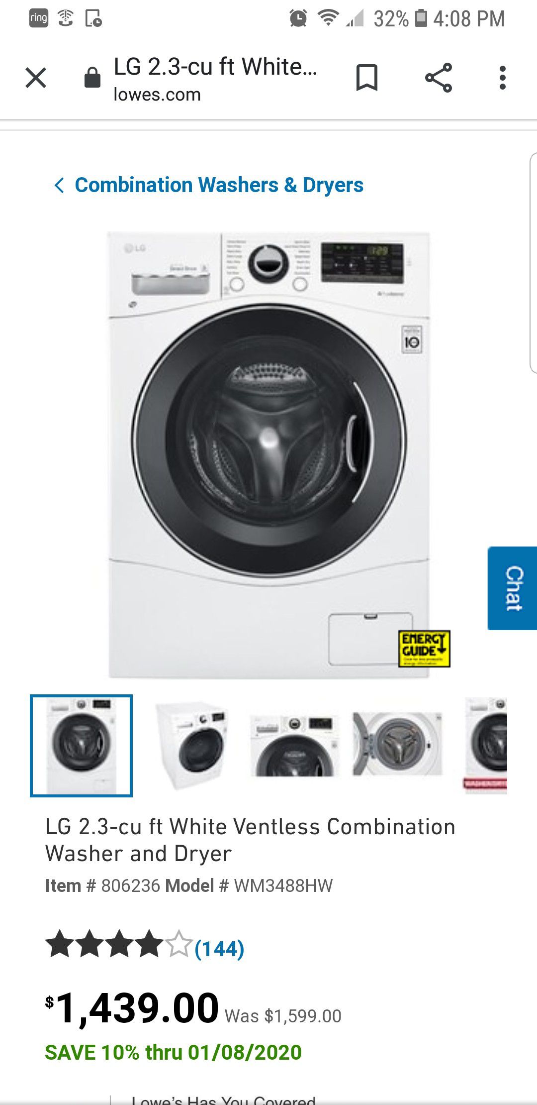 New LG ventless combination washer dryer