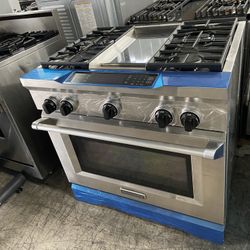 KitchenAid Dual Fuel Stainless Steel 36” Range Open Box 
