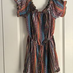 Colorful Patterned Women's Romper Shorts Size M