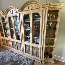 Antique-Style Extra-Large Wooden Bookshelf – 5-Piece Modular Unit