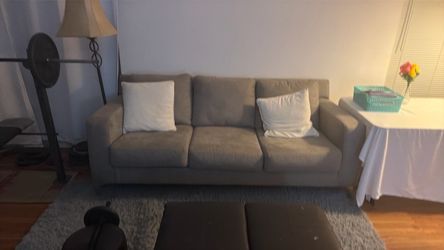 Gray microfiber couch