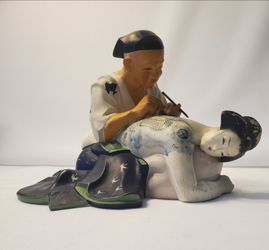 Vintage Japanese Hakata Doll Tattoo Artist & Geisha Figurine