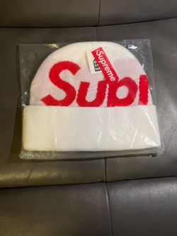 Supreme Big Logo Beanie White