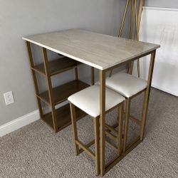 Bar Table Set Kitchen Island With 2 Stools