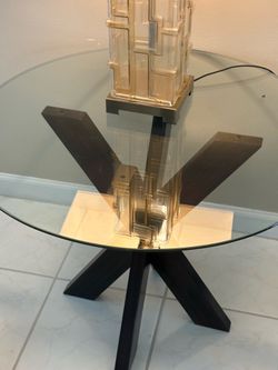 Glass and wood accent table