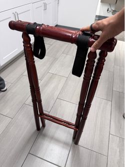Wooden Folding Tray Stand / Luggage Rack (Set of 2) — Mahogany Finish