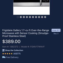 over -the-range microwave with sensor cooking