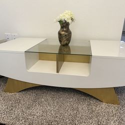 Gold & White Coffee Table w/Storage Drawers (see description) 