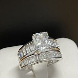 Women Engagement Wedding Ring Set .925 Sterling Silver Size 5.6.11