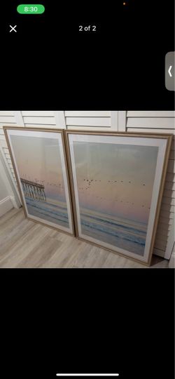 Set of 2 Large Framed Coastal Ocean Prints