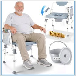 1000LBS Bariatric Bedside Commode, Extra Wide 3-in-1 Toilet Chair for Seniors, Disabled and Obese Users, Drop-Arm Commode with Heavy Duty Steel Frame,