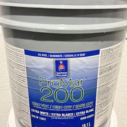 Opened full 5 gallons. Alabaster Egshell interior paint