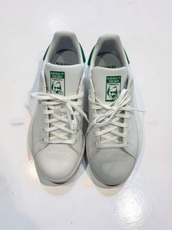 adidas White Leather Sneakers with Green Heel Tab