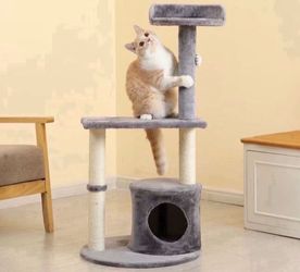 Cat Tree with Toy, Multi-Level Cat Tower Condo for Indoor Cats, Tall Cat Tree with Sisal-Covered Scratching Posts & Condo, Cat Furniture Activity Cent
