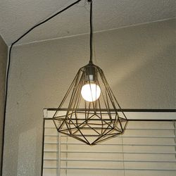 Plug In Hanging Light Fixtures, Black Cage 
