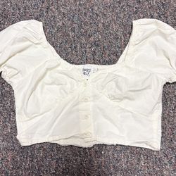 Princess Polly Light Yellow Puff Sleeve Crop Top (US 2 / AU 6 / EU 34)