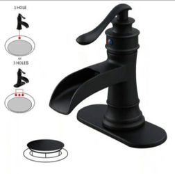 BWE Single Handle Bathroom Faucet In Matte Black With Optional Deckplate