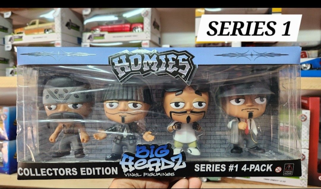 HOMIES Big Headz
Series #1
4 inch PVC Vinyl Collectible 4-Pack Figure Set