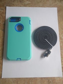 Apple iPhone 7 & 8 Plus Defender Case + 9ft charging cable