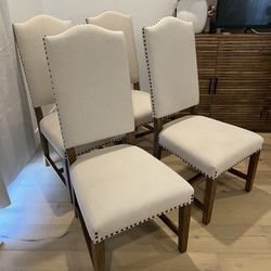 4 Upholstered Linen Dining Chairs 
