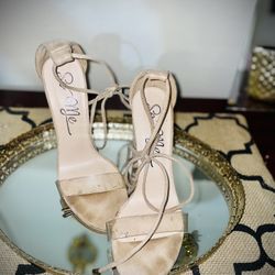 Ladies Clear/tan Suede High Heels Size 8