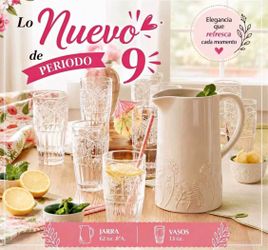 Set de jarra y 8 vasos princess house