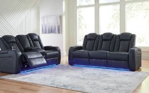 Brand New Black Leather Two Piece Reclining Set All Seats Recline!