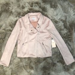 Blashe Faux Suede Light Pink Zip Up Jacket New