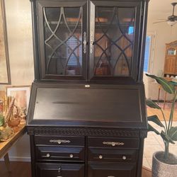 Solid Wood Black Secretary Desk