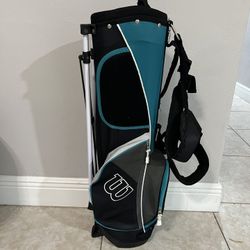 Wilson Profile Junior Kids Golf Stand Bag Teal Black Grey 4-Way Divider 3 Pocket